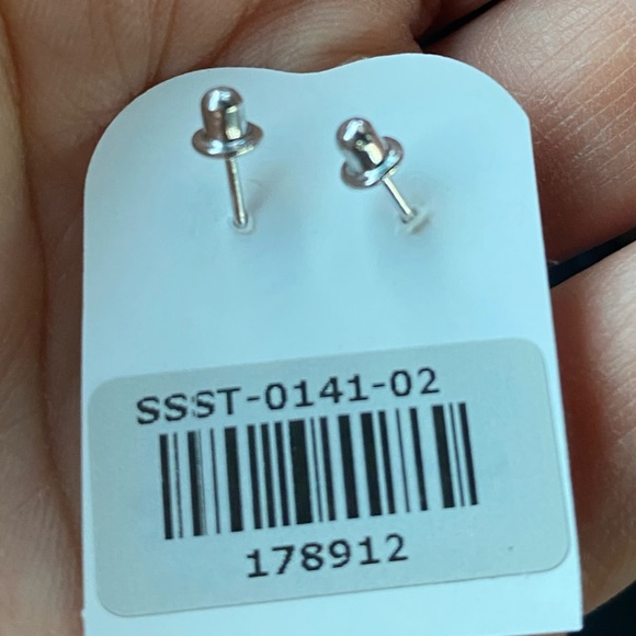 Silver Birth Month 4mm Purple Heart Earrings - Picture 6 of 9